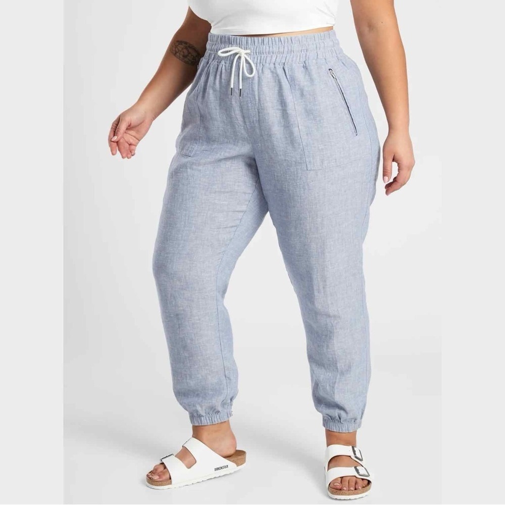 Athleta ‘Cabo Linen Jogger’ Pant in Light Blue Size 2